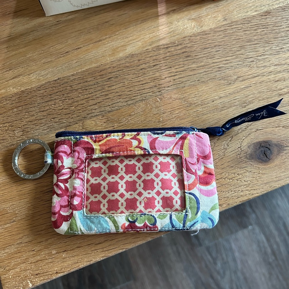 Vera Bradley Red and Blue ID Holder with Keyring